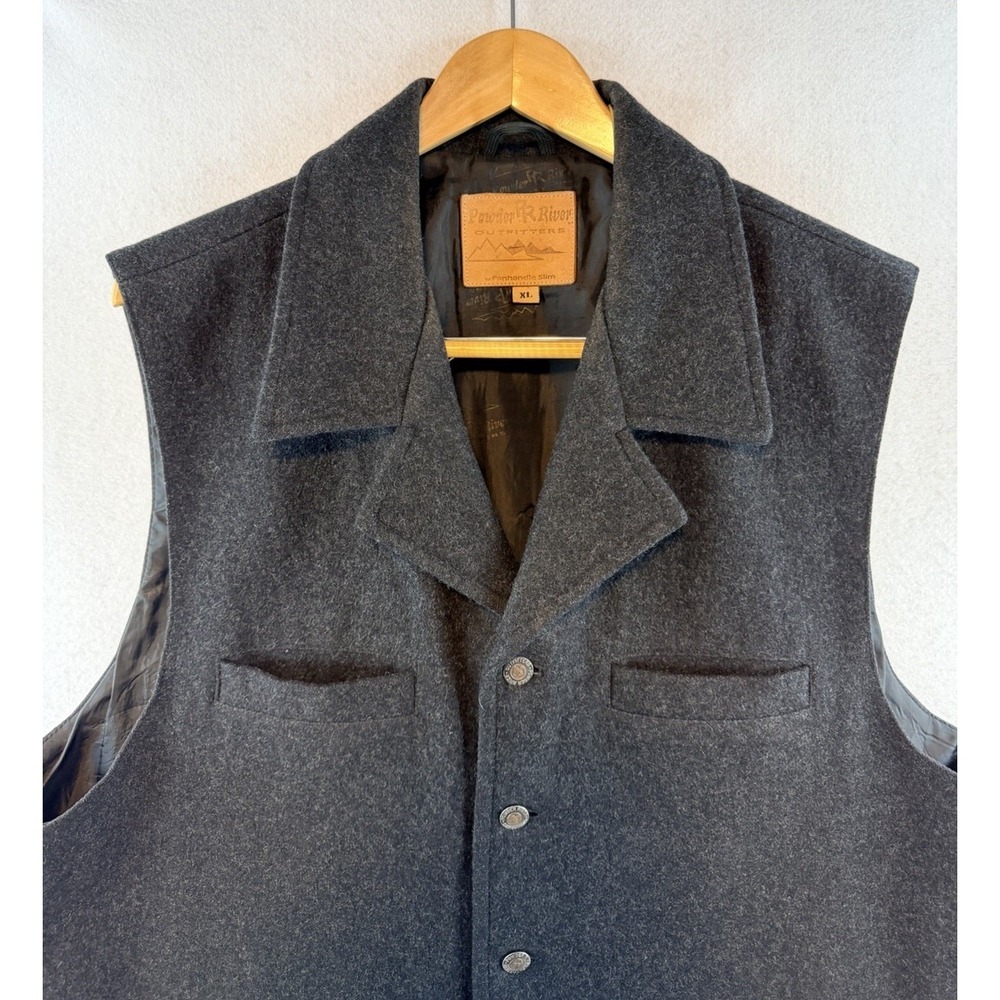 Powder River Outfitters Men's Wool Blend Vest Size XL Charcoal 98-1176